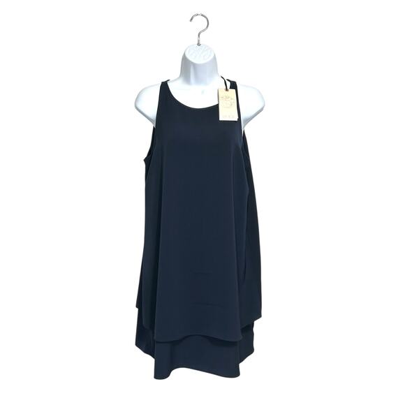 Lila Rose Sleeveless Tiered Shift Dress NWT Women's Sz 8 Navy Flowy Cocktail - Picture 1 of 6